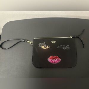 Victoria's Secret Black Clutch with Eye and Lip Motifs